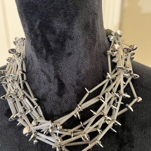 Anthony Alexander 90’s Vintage Lucite Rods Crystal Statement sparkling Necklace